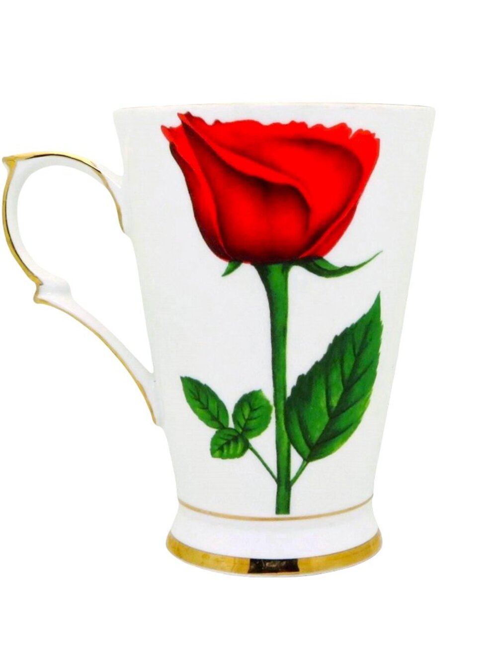 Seville Ceramics Red Rose Flower Fine Bone China Coffee Cup Mug
